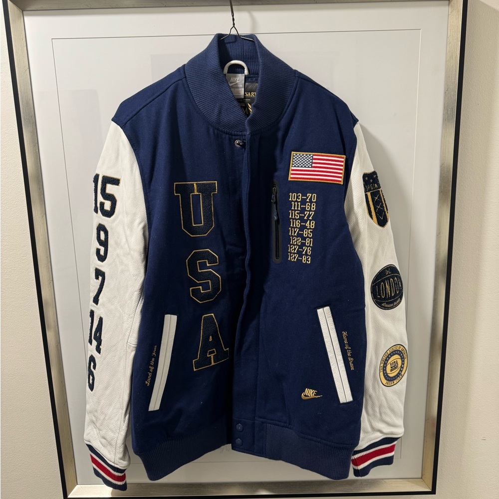 Nike Blue and White USA Jacket with Gold Accents